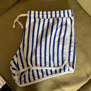 J. Crew Weekend Blue and white striped Trim Terry Shorts XL